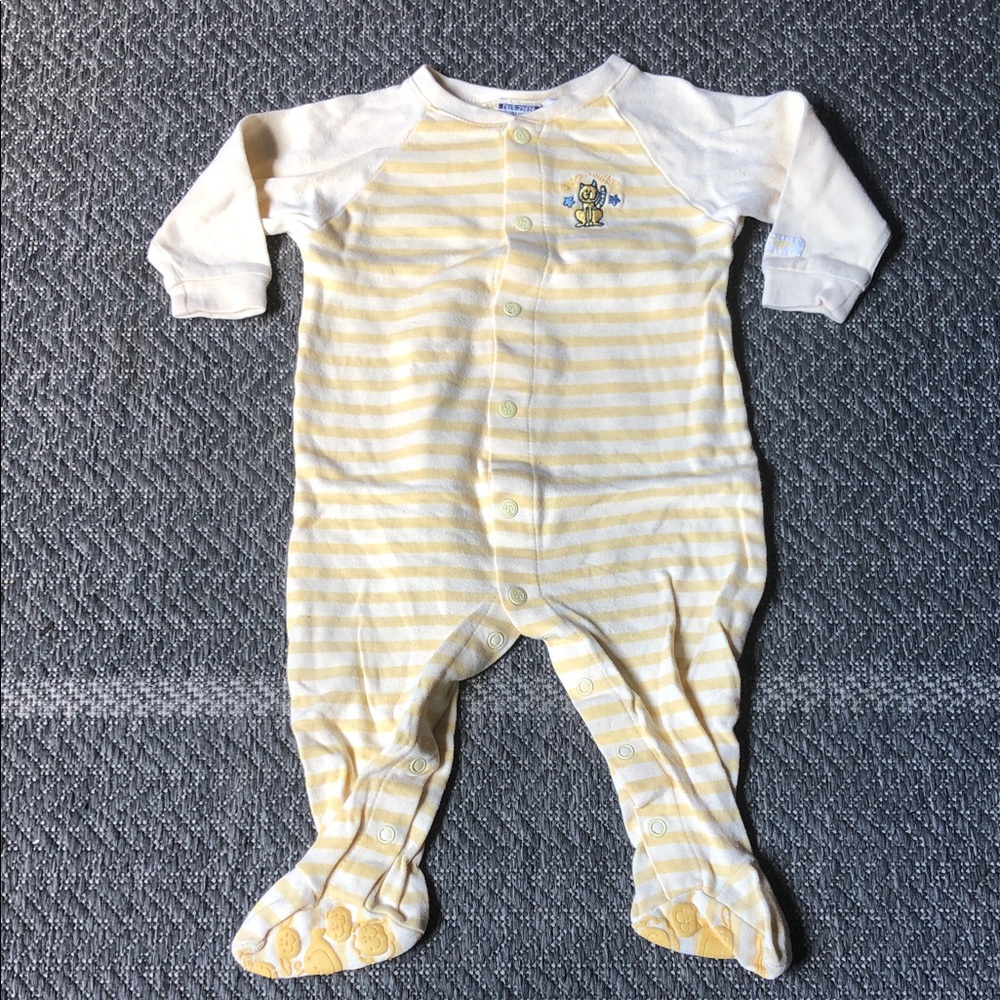 Yellow Stripe Footed One-Piece Baby Sleeper